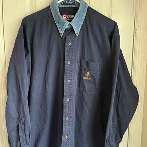 Ralph Lauren Chaps Navy and Denim Button Down Shirt
